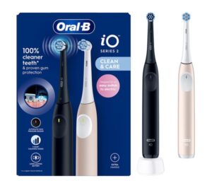 ORAL B iO 2 Electric Toothbrush Set - Night Black & Calm Pink Duo