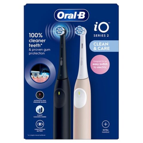 ORAL B iO 2 Electric Toothbrush Set - Night Black & Calm Pink Duo