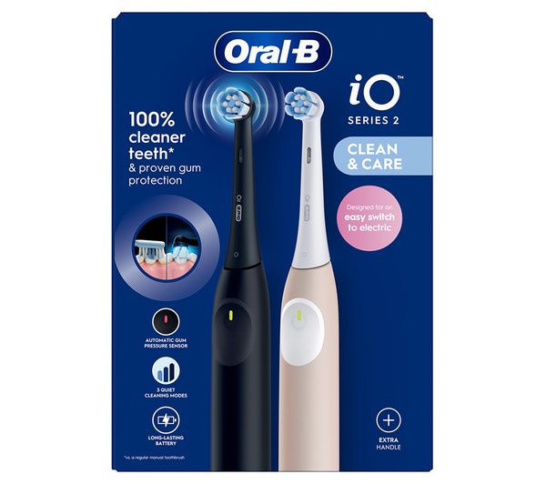 ORAL B iO 2 Electric Toothbrush Set - Night Black & Calm Pink Duo